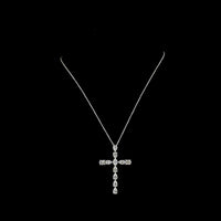 14K White Gold Oval and Pear Shaped Lab Diamond Cross Pendant - 4.18 Carat Total Diamond Weight - Covaloro Fine Jewelry