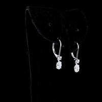 14K White Gold Oval and Round Lab Diamond Drop Earrings with Lever-Back Closures - 1.34 Carats Total Diamond Weight (E-F VS Clarity) - Covaloro Fine Jewelry