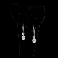 14K White Gold Oval and Round Lab Diamond Drop Earrings with Lever-Back Closures - 1.34 Carats Total Diamond Weight (E-F VS Clarity) - Covaloro Fine Jewelry