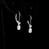 14K White Gold Oval and Round Lab Diamond Drop Earrings with Lever-Back Closures - 1.34 Carats Total Diamond Weight (E-F VS Clarity) - Covaloro Fine Jewelry