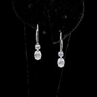 14K White Gold Oval and Round Lab Diamond Drop Earrings with Lever-Back Closures - 1.34 Carats Total Diamond Weight (E-F VS Clarity) - Covaloro Fine Jewelry