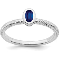 14K White Gold Oval Bezel Sapphire Ring - 0.25 Carat Natural Sapphire by 0