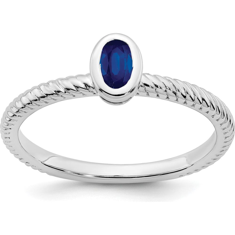 14K White Gold Oval Bezel Sapphire Ring - 0.25 Carat Natural Sapphire by 0