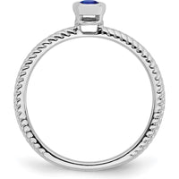 14K White Gold Oval Bezel Sapphire Ring - 0.25 Carat Natural Sapphire by 0