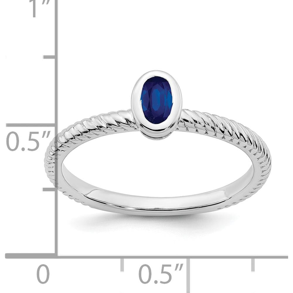 14K White Gold Oval Bezel Sapphire Ring - 0.25 Carat Natural Sapphire by 0