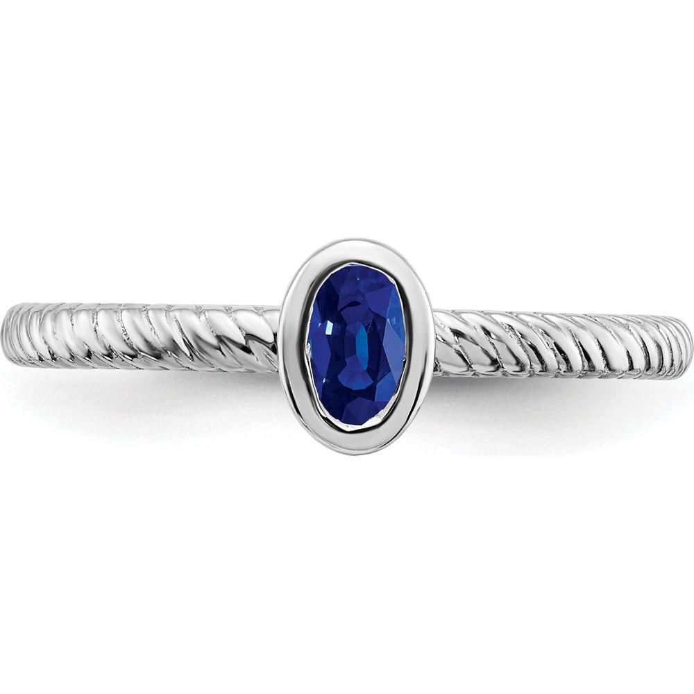 14K White Gold Oval Bezel Sapphire Ring - 0.25 Carat Natural Sapphire by 0