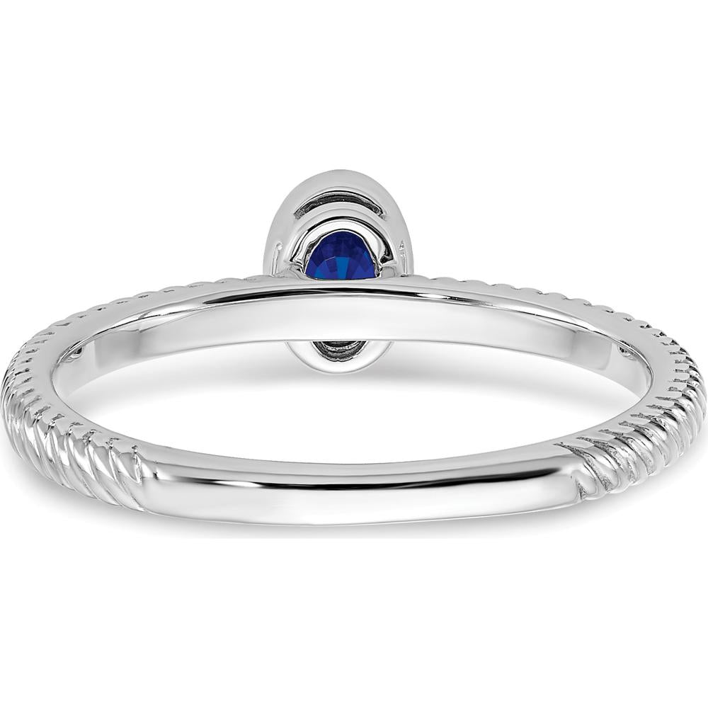 14K White Gold Oval Bezel Sapphire Ring - 0.25 Carat Natural Sapphire by 0
