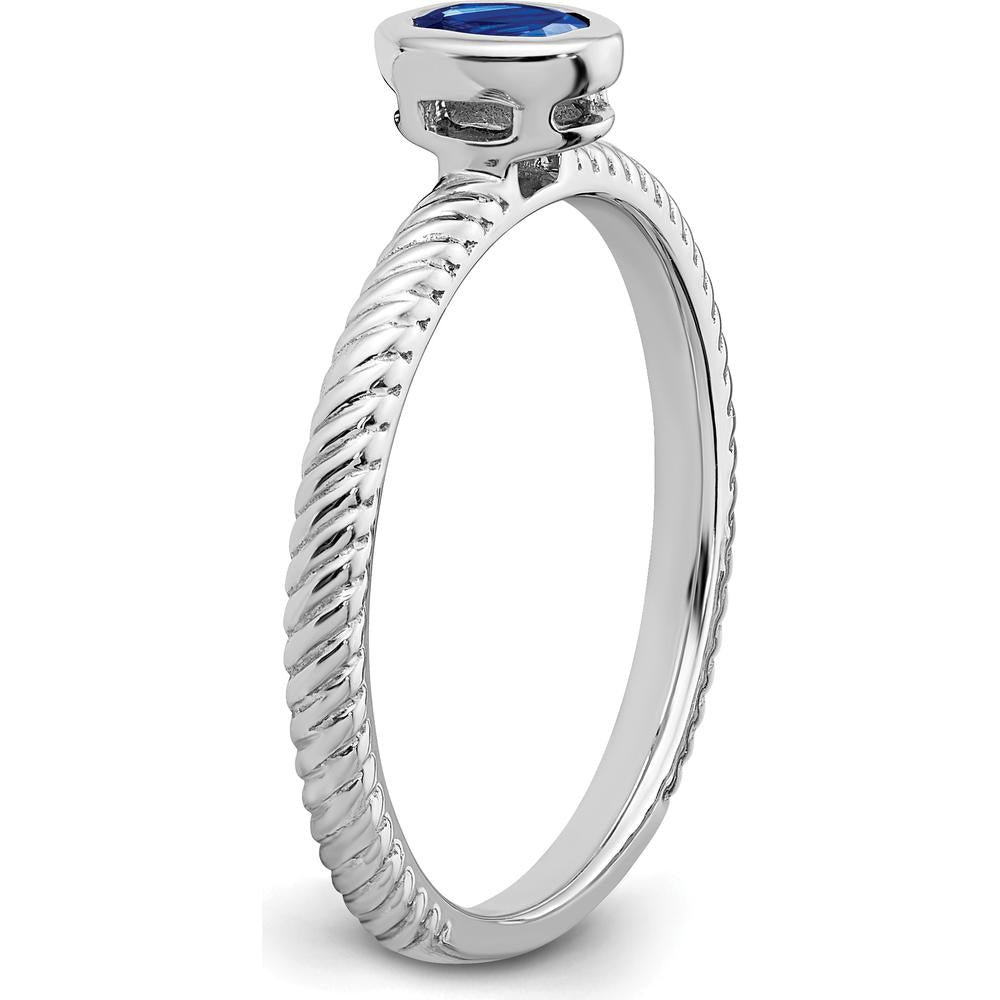 14K White Gold Oval Bezel Sapphire Ring - 0.25 Carat Natural Sapphire by 0