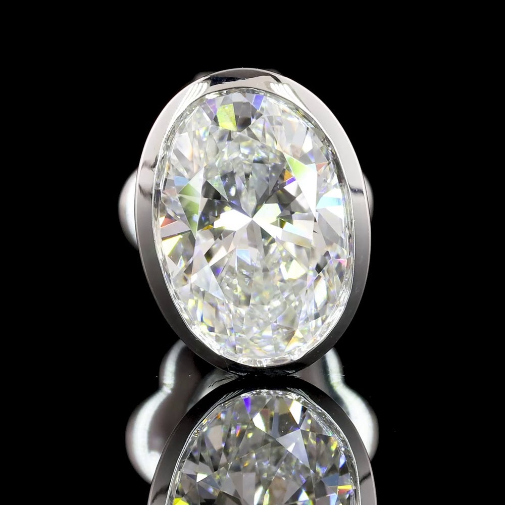 14K White Gold Oval Bezel Set Diamond Stud Earrings - Lab Grown E-F VS2 - 1.56 Carat Total Weight - Covaloro Fine Jewelry