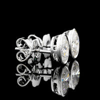 14K White Gold Oval Bezel Set Diamond Stud Earrings - Lab Grown E-F VS2 - 1.56 Carat Total Weight - Covaloro Fine Jewelry