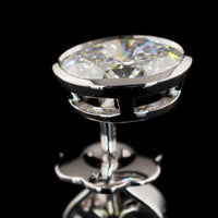 14K White Gold Oval Bezel Set Diamond Stud Earrings - Lab Grown E-F VS2 - 1.56 Carat Total Weight - Covaloro Fine Jewelry