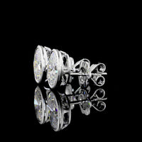 14K White Gold Oval Bezel Set Lab Diamond Stud Earrings - 3.04 Carats Total Weight (D VVS2 GIA Certified) - Covaloro Fine Jewelry