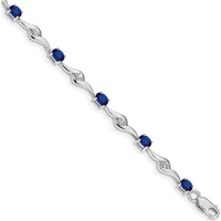 14K White Gold Oval Blue Sapphire and Round White Sapphire Tennis Bracelet - 0.22 Carats Total Sapphire Weight by Monteluci Fine Jewelry