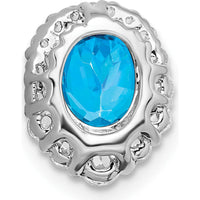 14K White Gold Oval Blue Topaz and Diamond Halo Pendant - 1.25 Carat Blue Topaz and 0.065 Carat Total Diamond Weight by Lumare Gioia