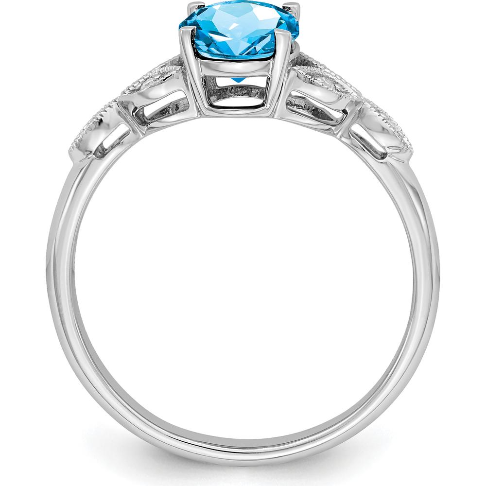 14K White Gold Oval Blue Topaz and Diamond Ring - 1.34 Carat Total Gem Weight by 0