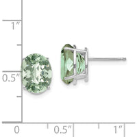14K White Gold Oval Checker-Cut Green Quartz Stud Earrings - 2.45 Carat Total Gem Weight by Monteluci Fine Jewelry