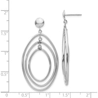14K White Gold Oval Circle Dangle Earrings with Polished Finish by 0