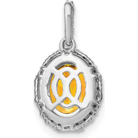 14K White Gold Oval Citrine and Diamond Halo Pendant - 2.71 Carat Citrine, 0.013 Carat Total Diamond Weight by Lumare Gioia