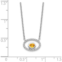 14K White Gold Oval Citrine and Diamond Pendant Necklace - 0.22 Carat Citrine, 0.07 Carat Total Diamond Weight by Lumare Gioia