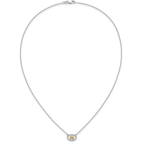 14K White Gold Oval Citrine and Diamond Pendant Necklace - 0.22 Carat Citrine, 0.07 Carat Total Diamond Weight by Lumare Gioia