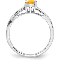 14K White Gold Oval Citrine and Diamond Ring - 0.687 Carat Citrine, 0.008 Carat Diamond by 0