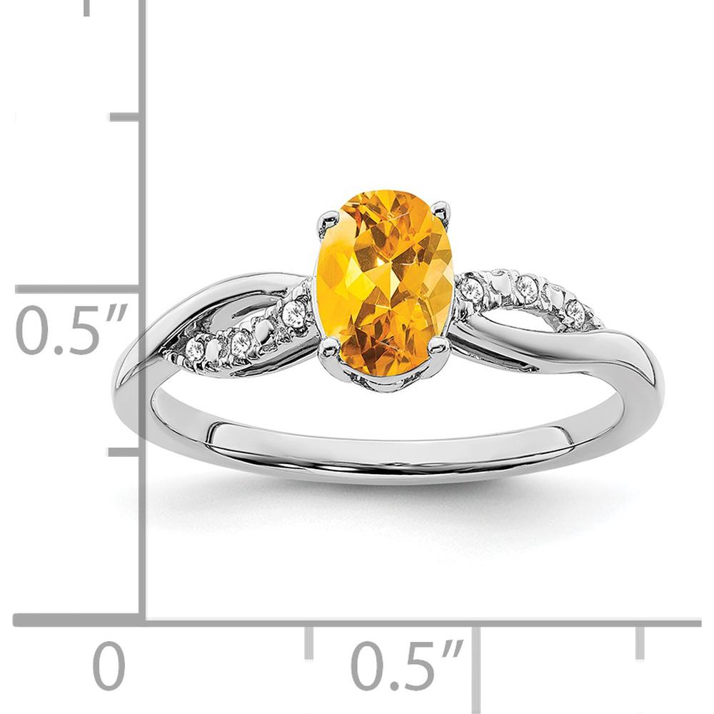 14K White Gold Oval Citrine and Diamond Ring - 0.687 Carat Citrine, 0.008 Carat Diamond by 0