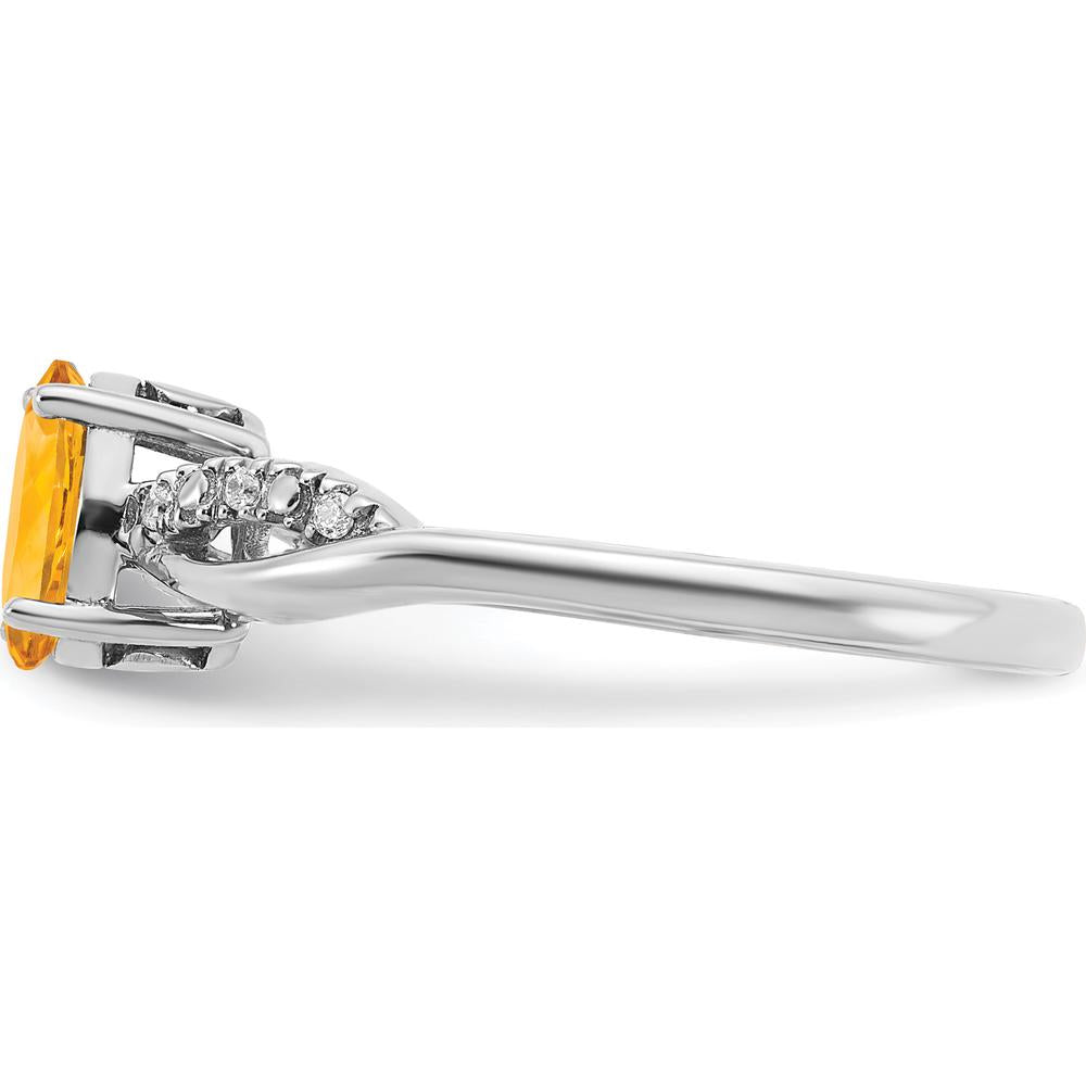 14K White Gold Oval Citrine and Diamond Ring - 0.687 Carat Citrine, 0.008 Carat Diamond by 0