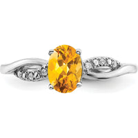 14K White Gold Oval Citrine and Diamond Ring - 0.687 Carat Citrine, 0.008 Carat Diamond by 0