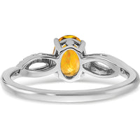 14K White Gold Oval Citrine and Diamond Ring - 0.687 Carat Citrine, 0.008 Carat Diamond by 0