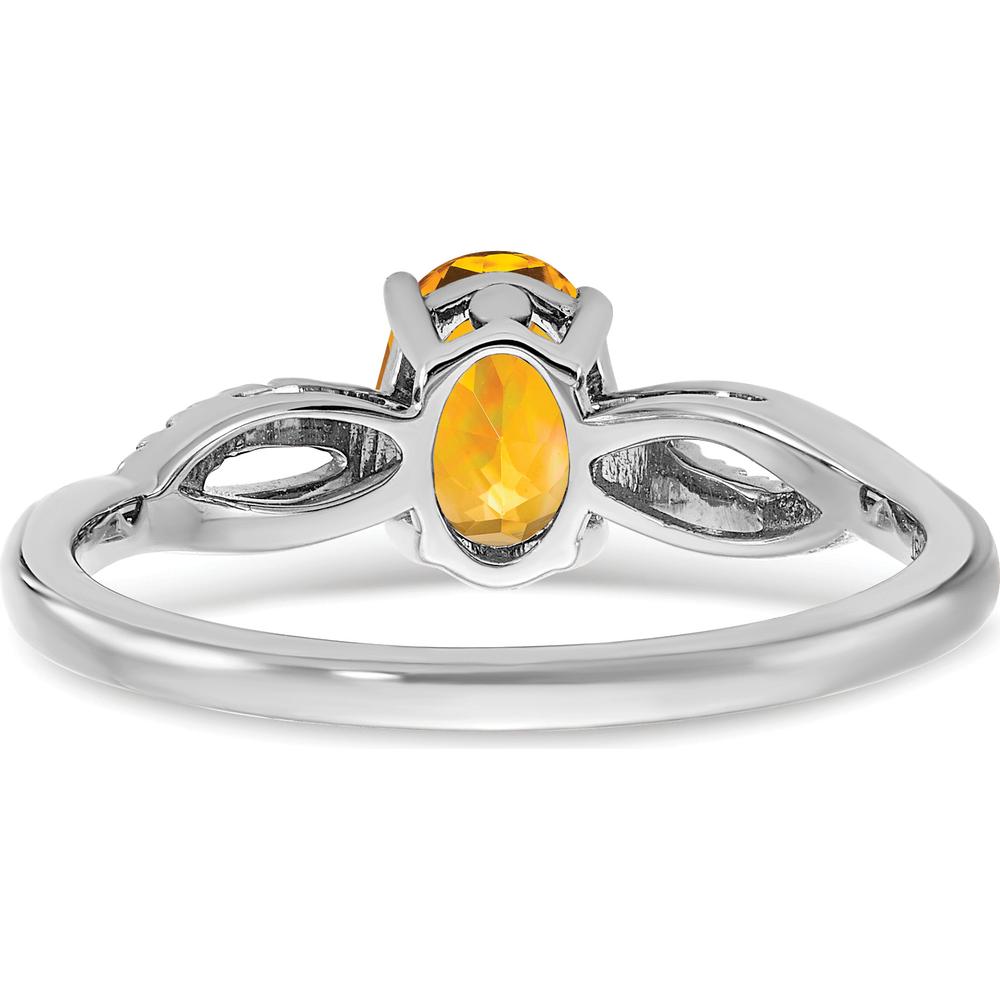 14K White Gold Oval Citrine and Diamond Ring - 0.687 Carat Citrine, 0.008 Carat Diamond by 0