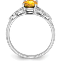 14K White Gold Oval Citrine and Diamond Ring - 1.095 Carat Citrine, 0.036 Carat Diamond Total Weight by 0