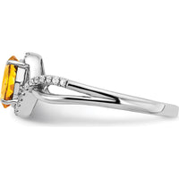 14K White Gold Oval Citrine and Diamond Twist Ring - 0.687 Carat Total Citrine Weight by 0