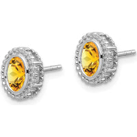 14K White Gold Oval Citrine Post Earrings - 0.48 Carat Total Gem Weight by Monteluci Fine Jewelry