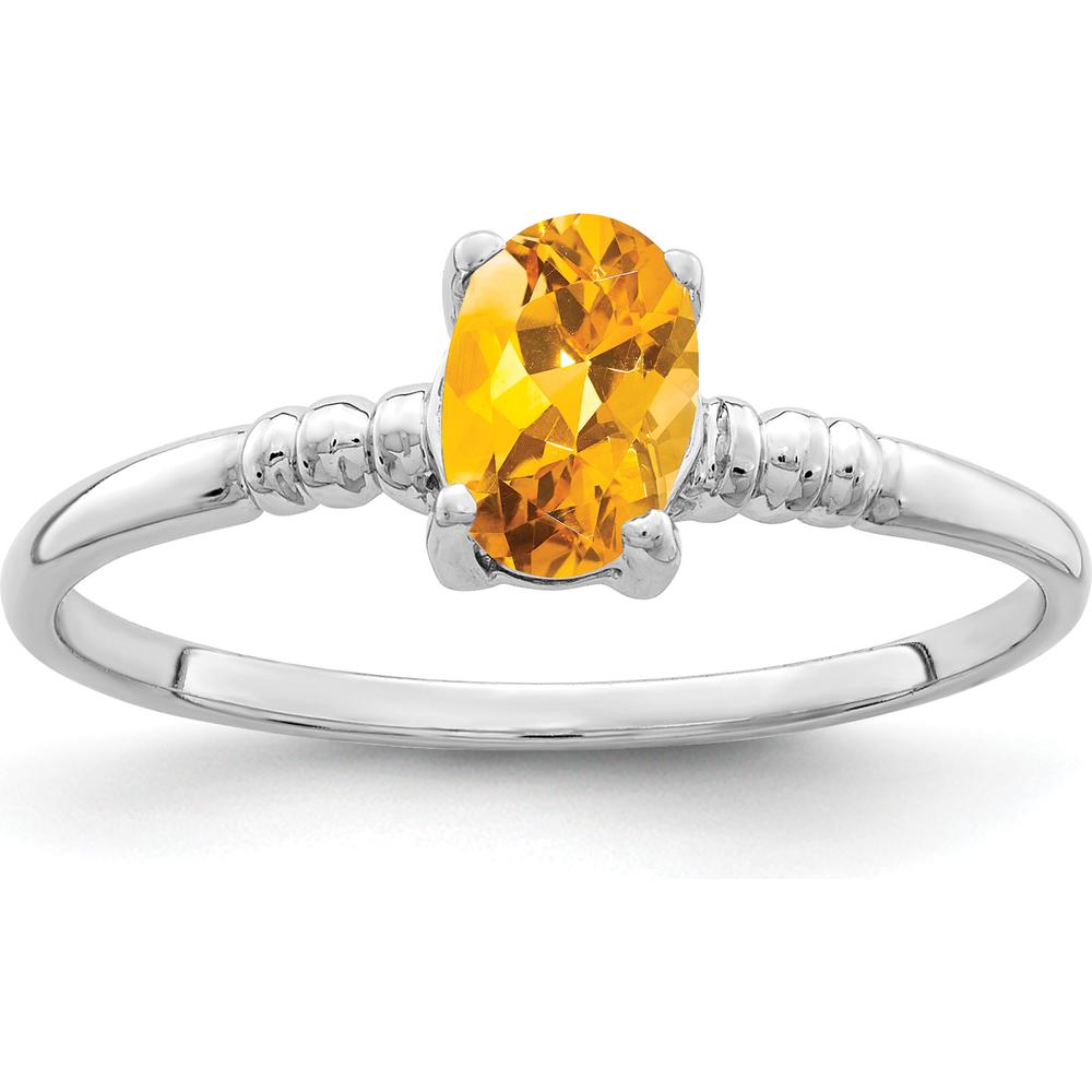 14K White Gold Oval Citrine Ring - 0.40 Carat Citrine Gemstone by Monteluci Fine Jewelry