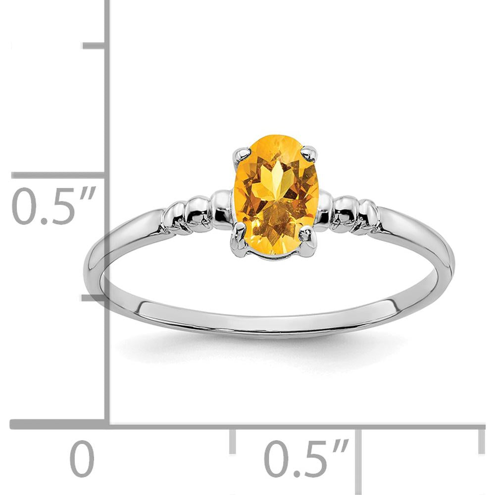 14K White Gold Oval Citrine Ring - 0.40 Carat Citrine Gemstone by Monteluci Fine Jewelry