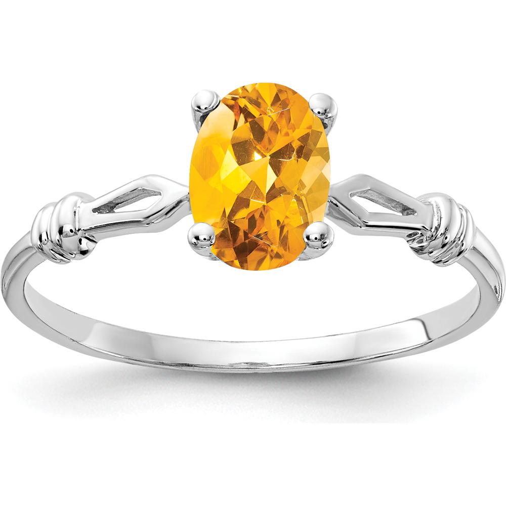 14K White Gold Oval Citrine Ring - 0.80 Carat Natural Citrine by Monteluci Fine Jewelry