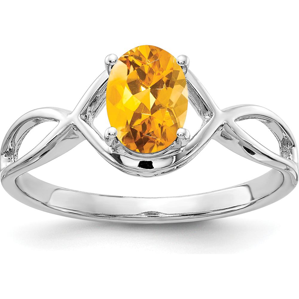 14K White Gold Oval Citrine Ring - 0.80 Carat Total Citrine Weight by Monteluci Fine Jewelry