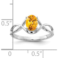 14K White Gold Oval Citrine Ring - 0.80 Carat Total Citrine Weight by Monteluci Fine Jewelry