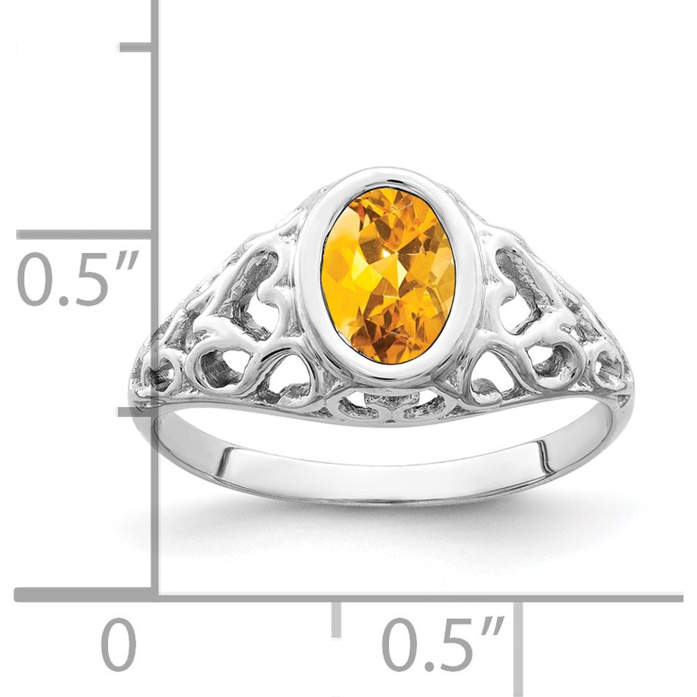 14K White Gold Oval Citrine Ring with Faceted Cut - 0.80 Carat Total Gemstone Weight by Monteluci Fine Jewelry