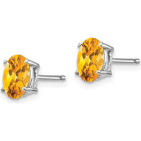 14K White Gold Oval Citrine Stud Earrings - 0.80 Carat Total Gemstone Weight by Monteluci Fine Jewelry