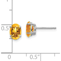 14K White Gold Oval Citrine Stud Earrings - 0.80 Carat Total Gemstone Weight by Monteluci Fine Jewelry