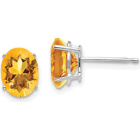 14K White Gold Oval Citrine Stud Earrings - 1.1 Carat Total Gem Weight by Monteluci Fine Jewelry