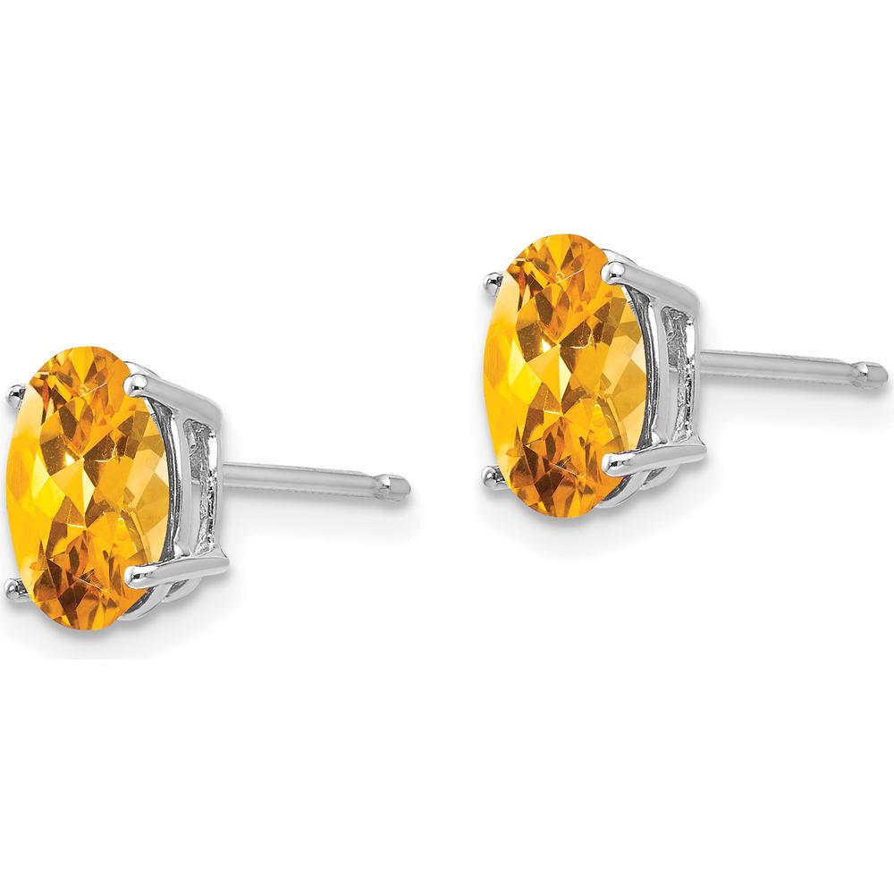14K White Gold Oval Citrine Stud Earrings - 1.1 Carat Total Gem Weight by Monteluci Fine Jewelry