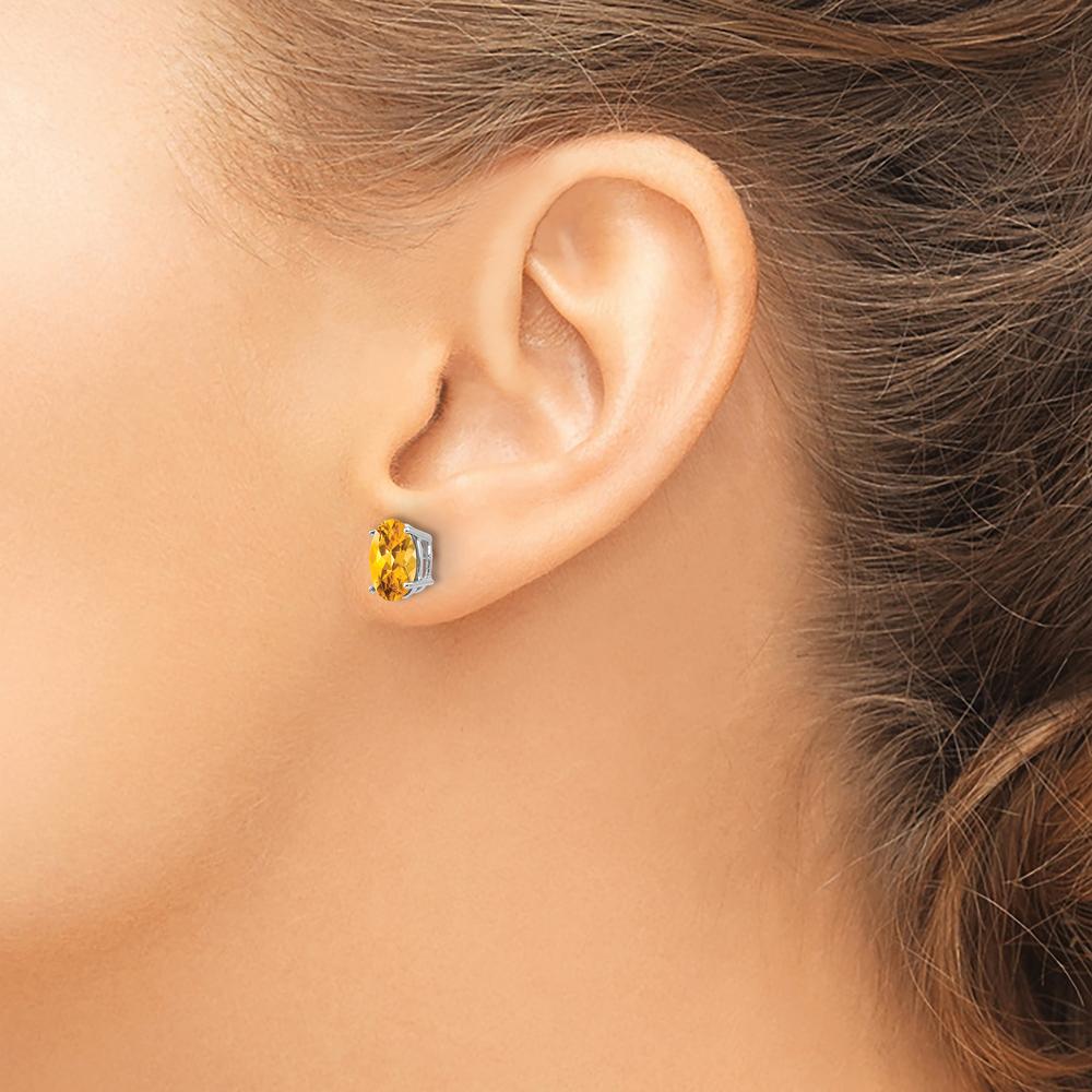 14K White Gold Oval Citrine Stud Earrings - 1.1 Carat Total Gem Weight by Monteluci Fine Jewelry