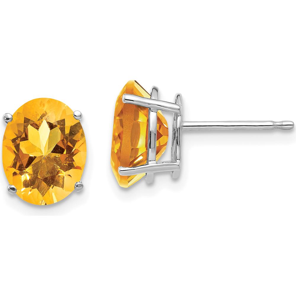 14K White Gold Oval Citrine Stud Earrings - 1.72 Carat Total Gem Weight by Monteluci Fine Jewelry