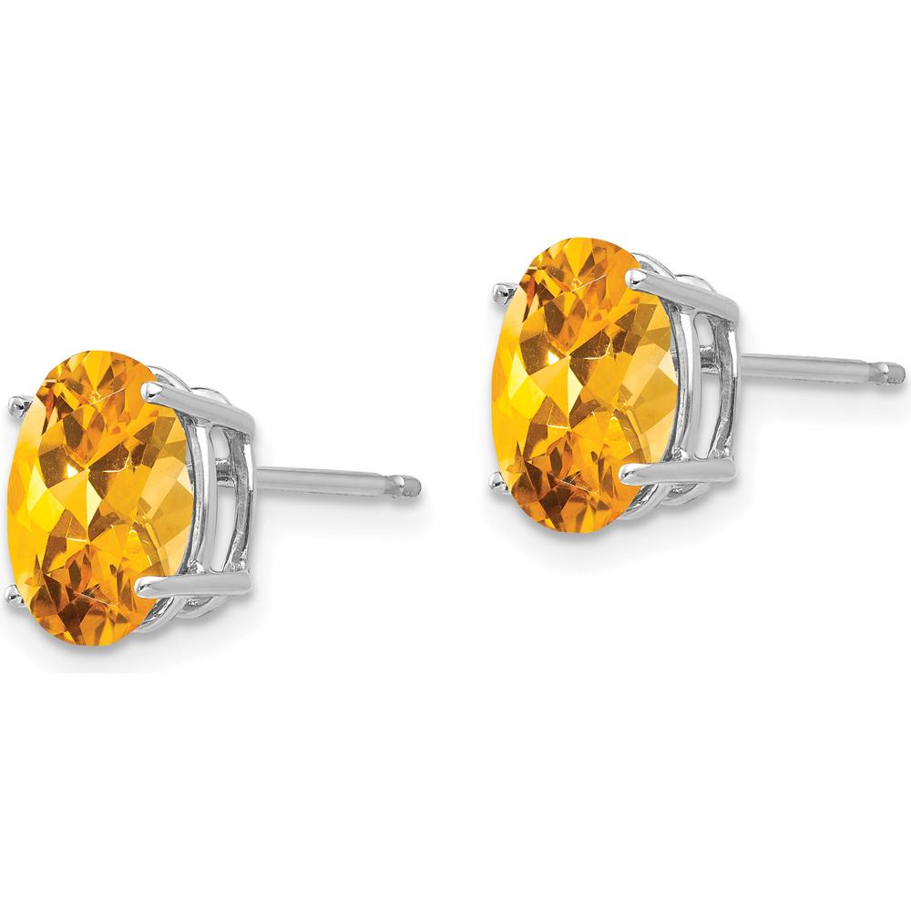 14K White Gold Oval Citrine Stud Earrings - 1.72 Carat Total Gem Weight by Monteluci Fine Jewelry