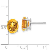 14K White Gold Oval Citrine Stud Earrings - 1.72 Carat Total Gem Weight by Monteluci Fine Jewelry