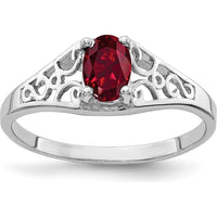14K White Gold Oval Created Ruby Ring - 0.6 Carat Total Ruby Weight by Monteluci Fine Jewelry