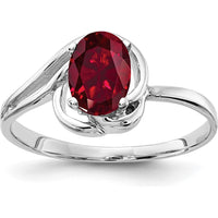 14K White Gold Oval Created Ruby Ring - 7x5mm Faceted Lab-Created Ruby by Monteluci Fine Jewelry