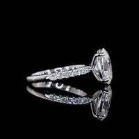 14K White Gold Oval Cut 2.57 Carat Lab Diamond Solitaire Ring with Diamond Shank and Accent Brilliant Cut Stones - 2.98 Carat Total Diamond Weight, IGI Certified E VVS2 - Covaloro Fine Jewelry